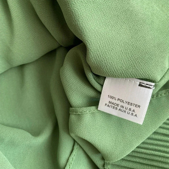 MISA Top Women’s Large One Shoulder Green Blouse Pleated - Picture 5 of 8